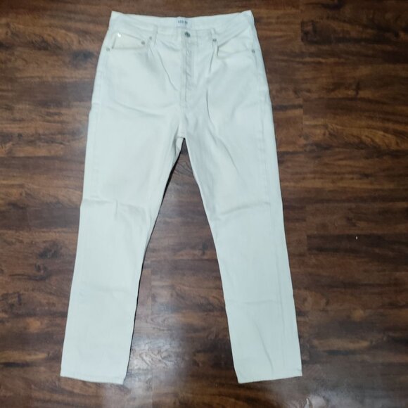AGOLDE x REVOLVE Remy Twee High Waisted Button Fly Straight Jeans Cream US 30 - Picture 3 of 15
